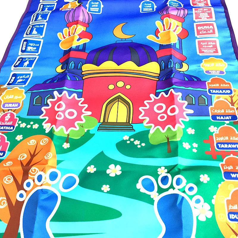 Talking Prayer Mat Educational Interactive Rug Salah Muslim Kids Gift Islam Electronic Worship Blanket Compass Islamic Carpet