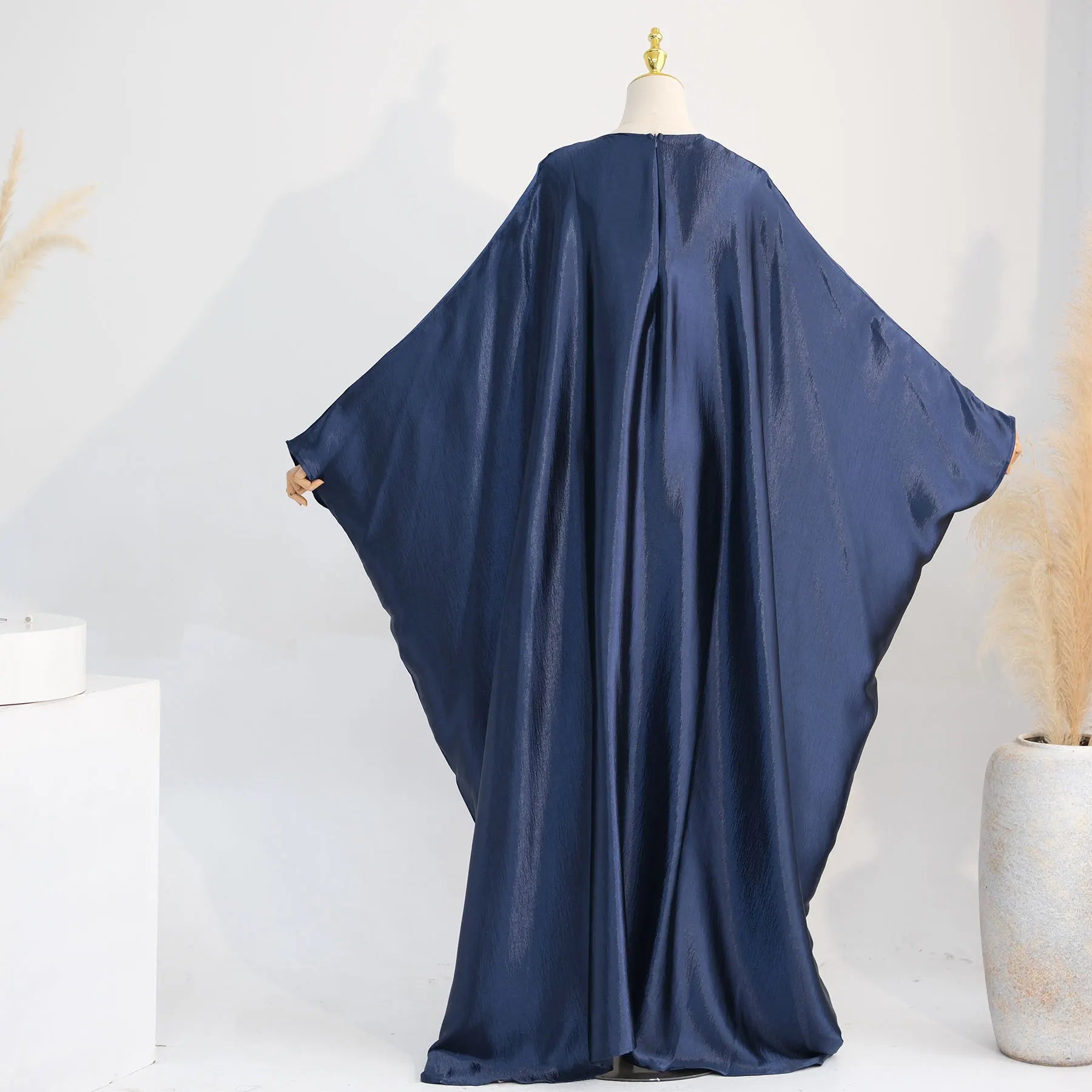 Batwing Satin Shimmer Abaya Damen Dubai Luxury Islam Muslim Kaftan Dress Women Kebaya Vestidos Djellaba Robe Femme Musulmane
