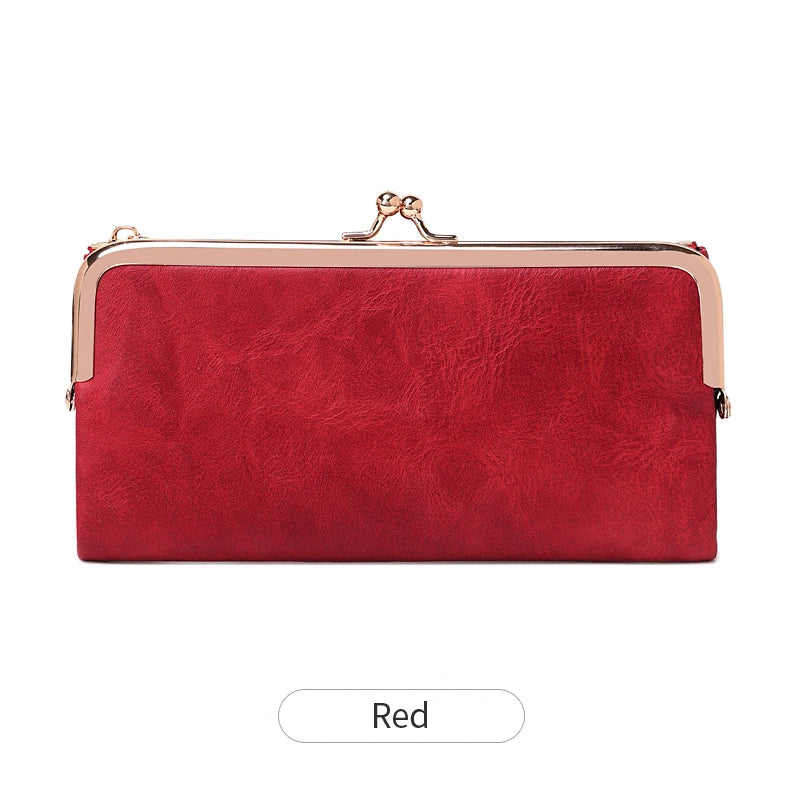 Solid Color Multi Functional Long Wallet, Vintage Clutch Coin Purse, Women's Card Holder Zipper Wallet