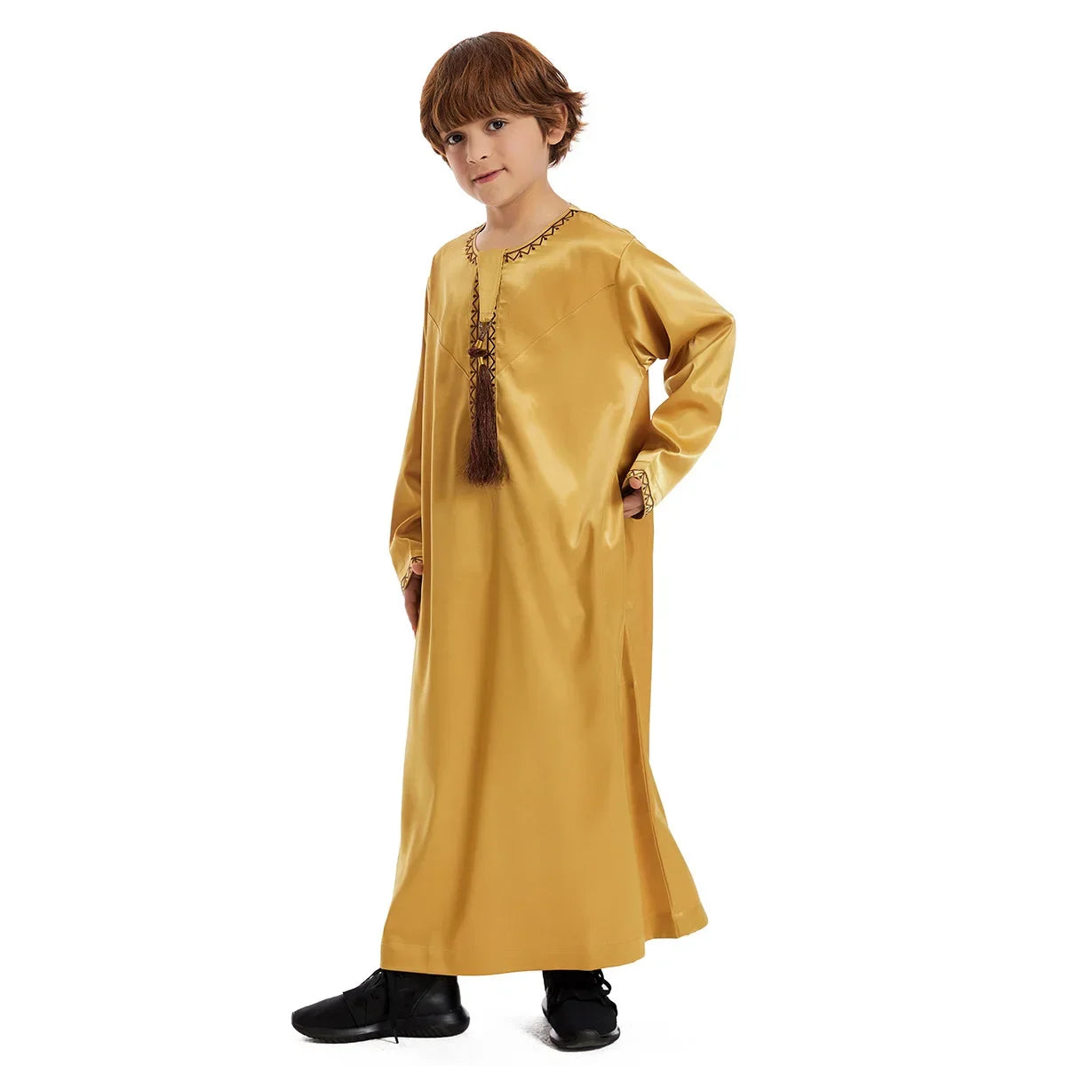 Eid Muslim Children Abaya Ramadan Jubba Prayer Thobe Boy Kids Abayas Islam Long Robe Gown Kaftan Dubai Arab Tassel Dishdasha