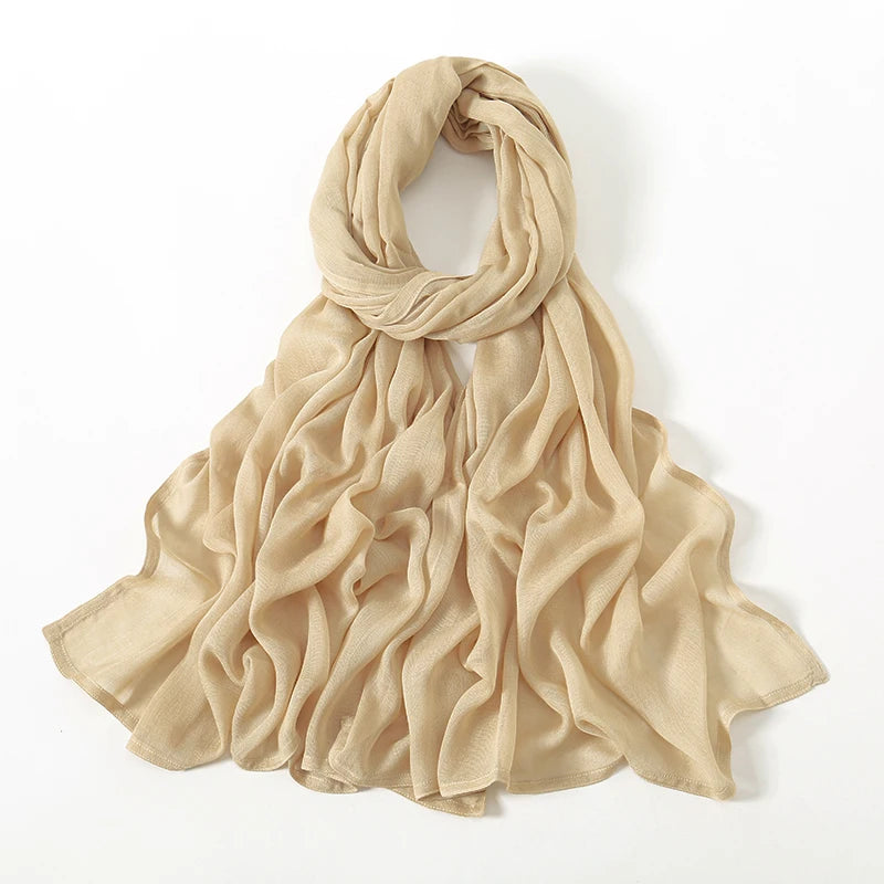 Rayon Viscose Muslim Woman Hijab Cotton Plain Musulman Scarves Solid Islamic Shawls and Wraps Soft Women's Turban Headband Veil