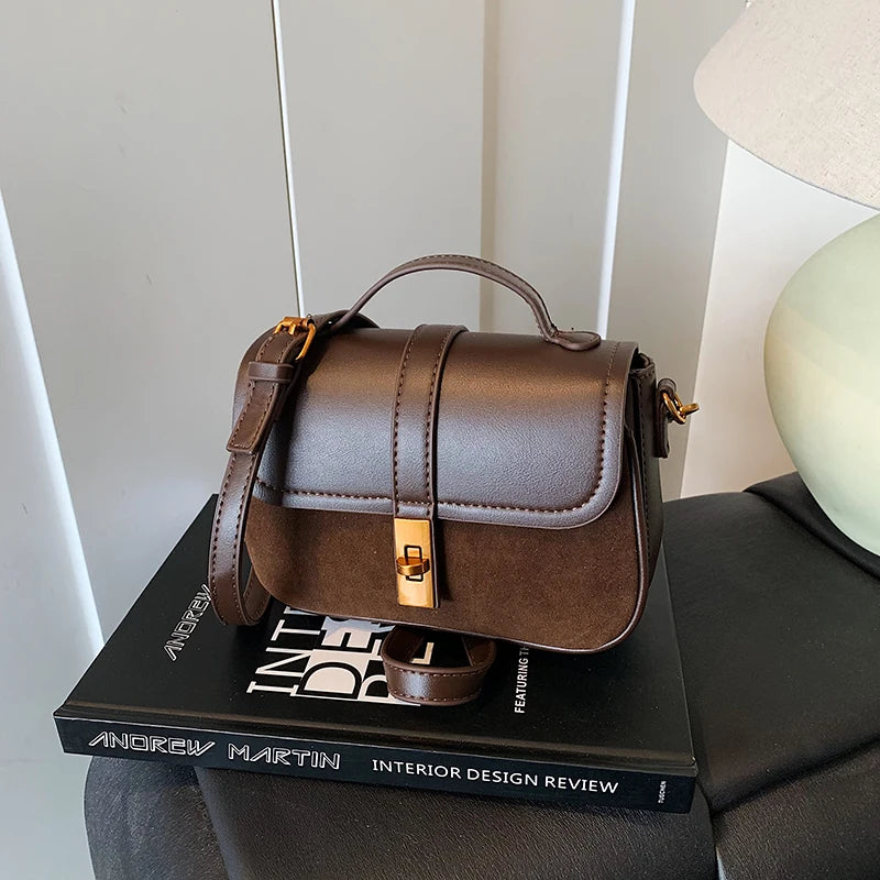 Branded Mini Square Flap Cross Body Bags For Women Luxury Designer Purses And Handbags PU Suede Shoulder Saddle Bag