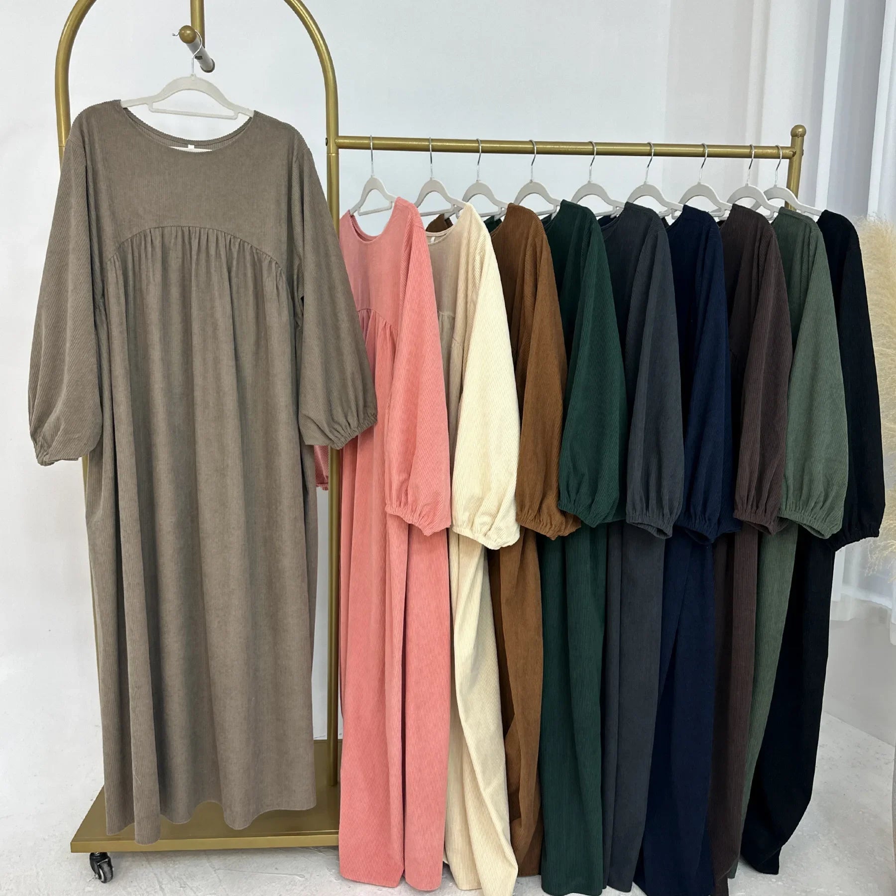 Winter Corduroy Abaya Warm Muslim Dress Closed Abayas for Women Dubai Luxury Turkey Kaftan Hijab Robe Ramadan Eid Islam Clothes