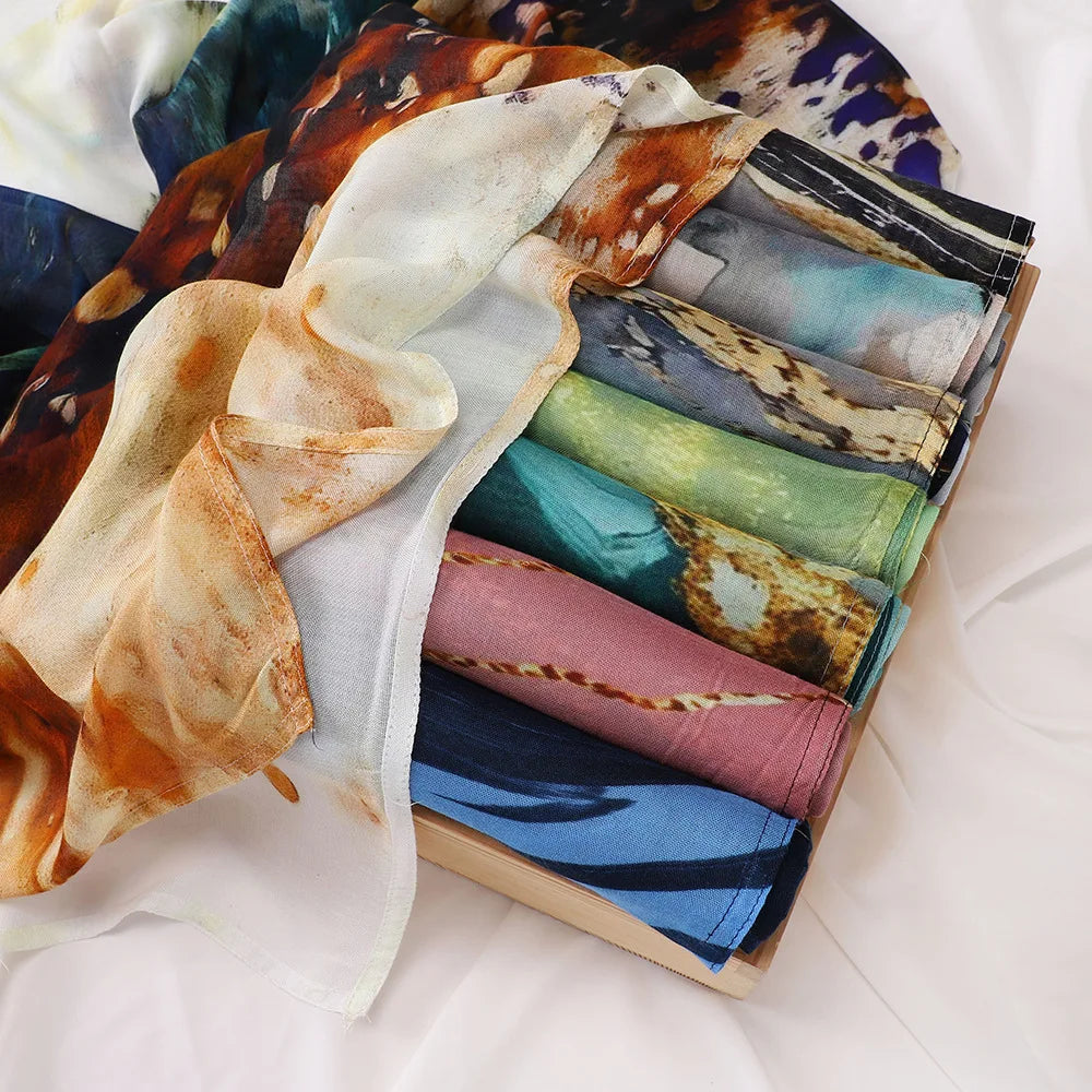 Premium Printed Rayon Modal Hijabs Cotton Hijab Scarf for Women Wraps and Shawls Musulman Headband Islamic Ramadan Turban