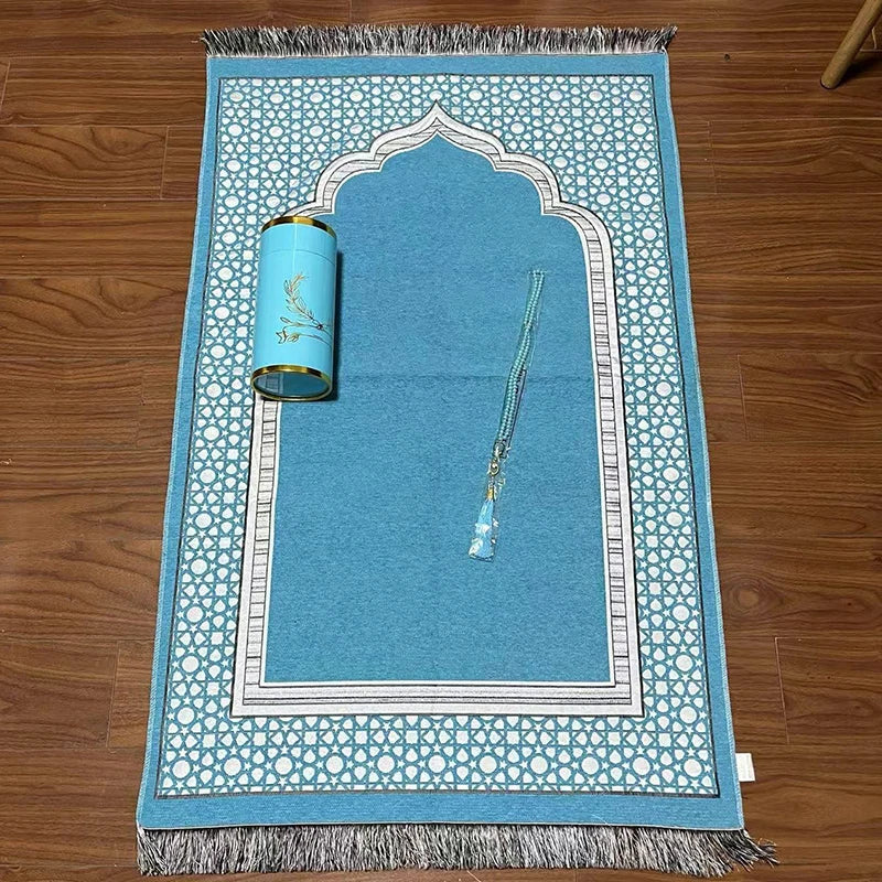 3pcs/set Muslim Prayer Mat Set Middle East Prayer Rug Prayer Beads Travel Worship Blanket Set Ramadan Gifts Islamic Sejadah