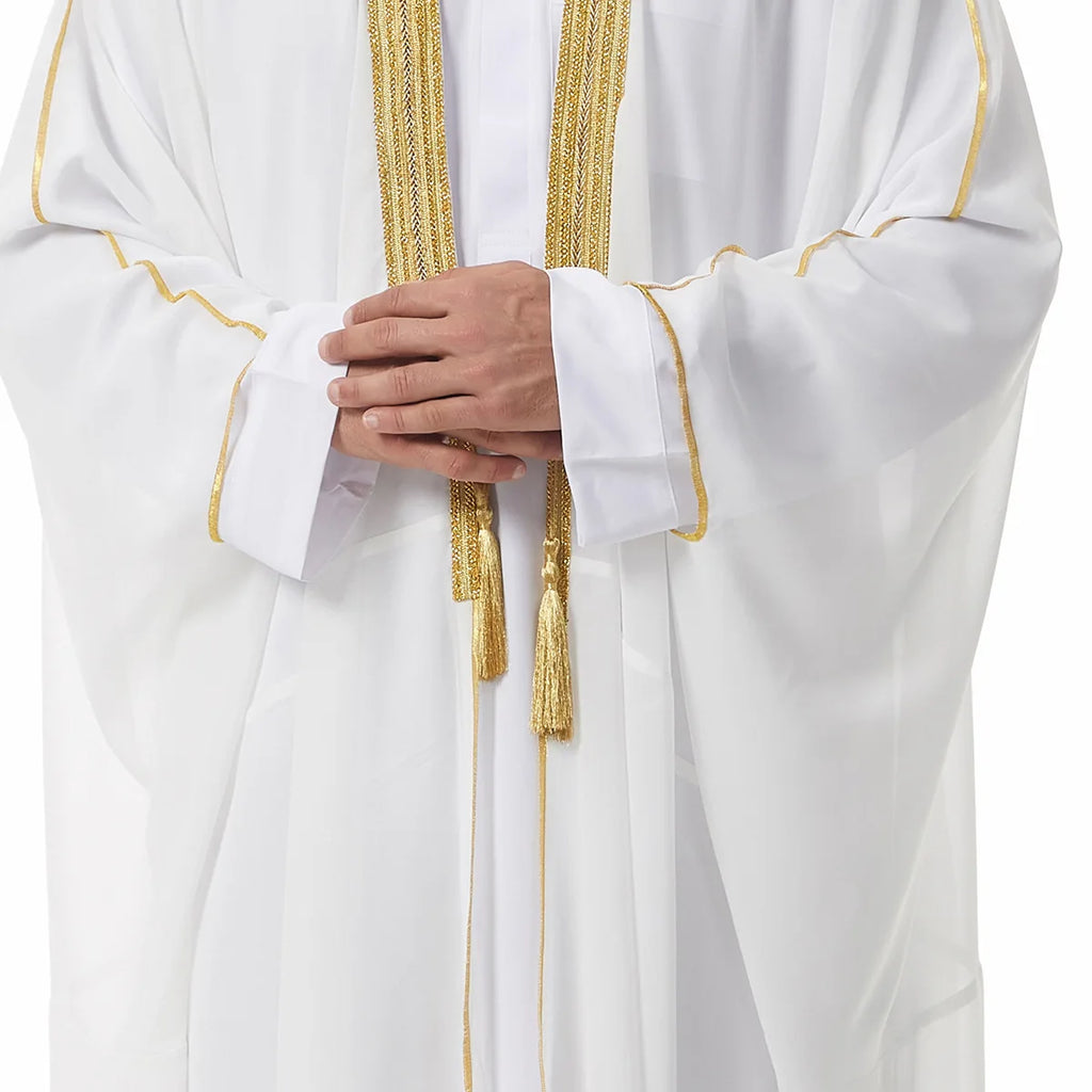 Muslim Robes for Men Long Sleeves Ethnic Black White Middle Eastern Africa Style Home Party Wear Cozy Thobe Male Clothing