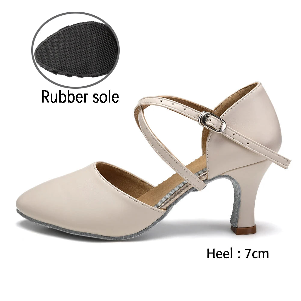 Women Dance Shoes Latin Party Tango Jazz Elegant Dancing Shoes Lace-up Suede Sole Closed Toe Microfiber Leather 7 Colors