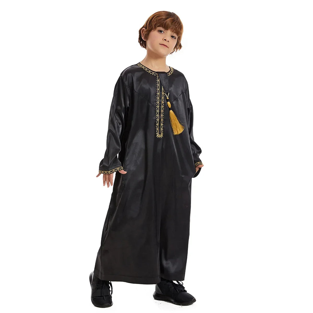 Eid Muslim Children Abaya Ramadan Jubba Prayer Thobe Boy Kids Abayas Islam Long Robe Gown Kaftan Dubai Arab Tassel Dishdasha