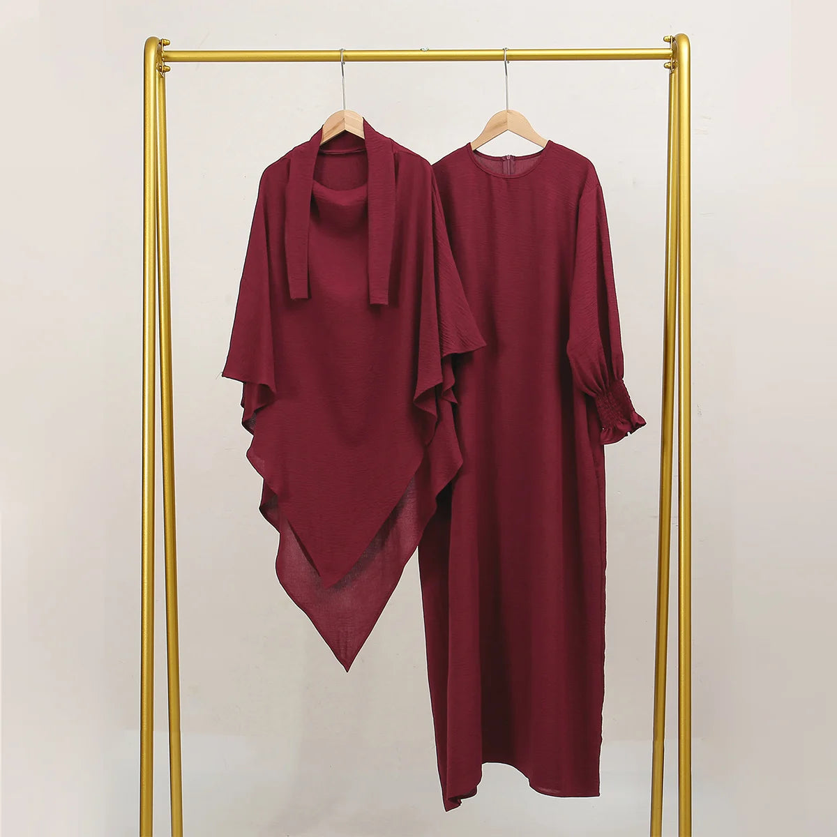 Two Piece Jilbab Prayer Set Abaya for Woman Batwing Hijab Dress Muslim Kimono Kaftan Robe Long Khimar Islam Cloth Jilbab Ramadan