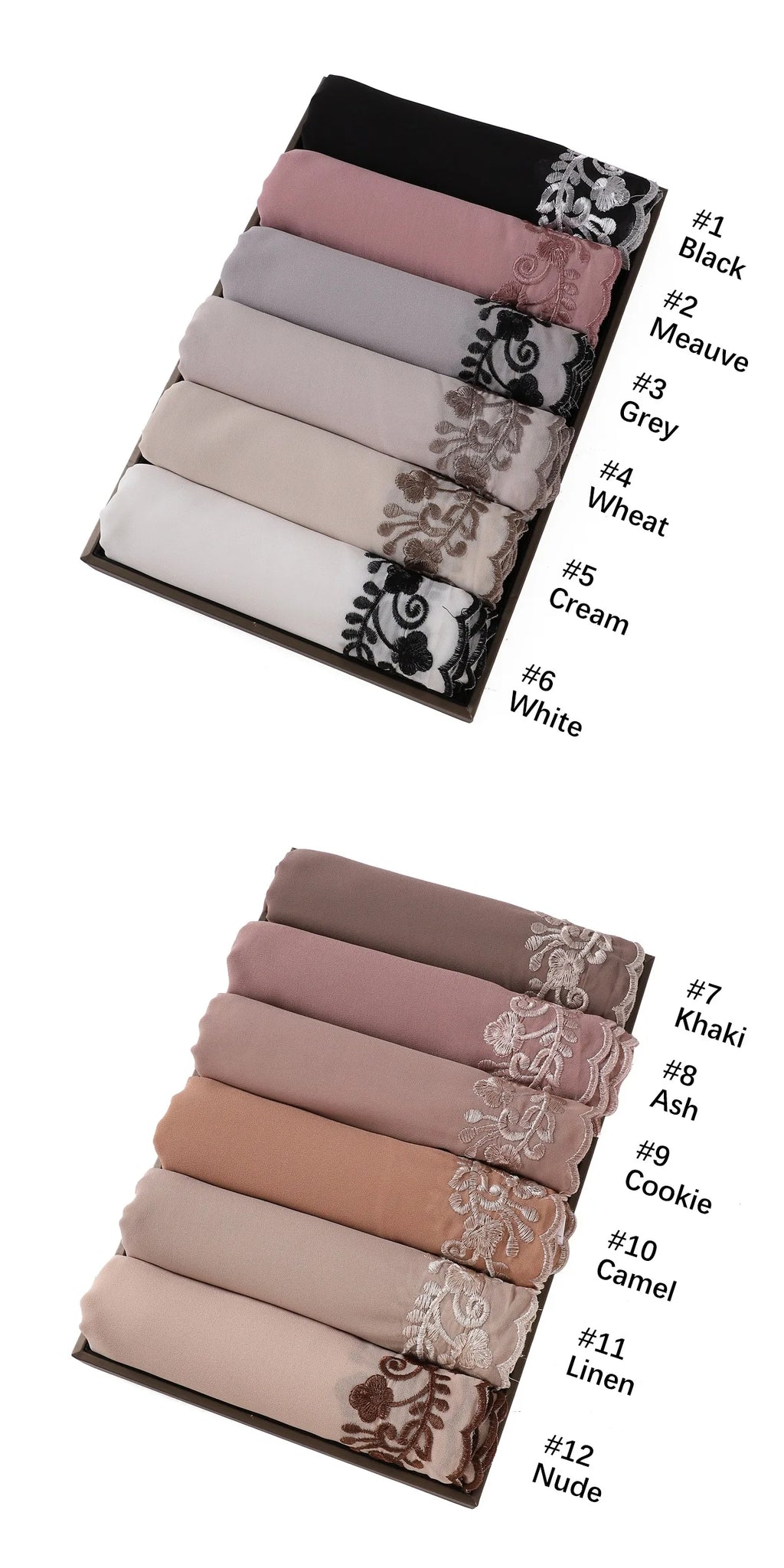 Embroidery Lace Chiffon Hijabs for women Vine Heavy Pearl Industry Edge Long Scarf Light Scarf Headscarf Shawl Turban Ramadan