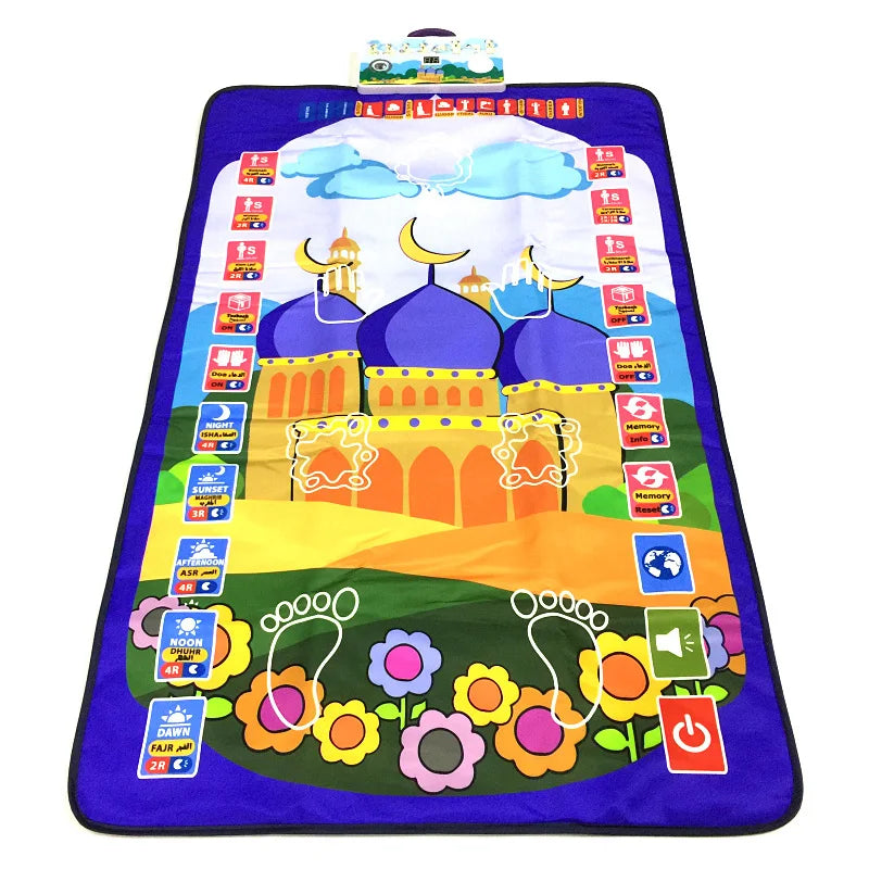 Talking Prayer Mat Educational Interactive Rug Salah Muslim Kids Gift Islam Electronic Worship Blanket Compass Islamic Carpet