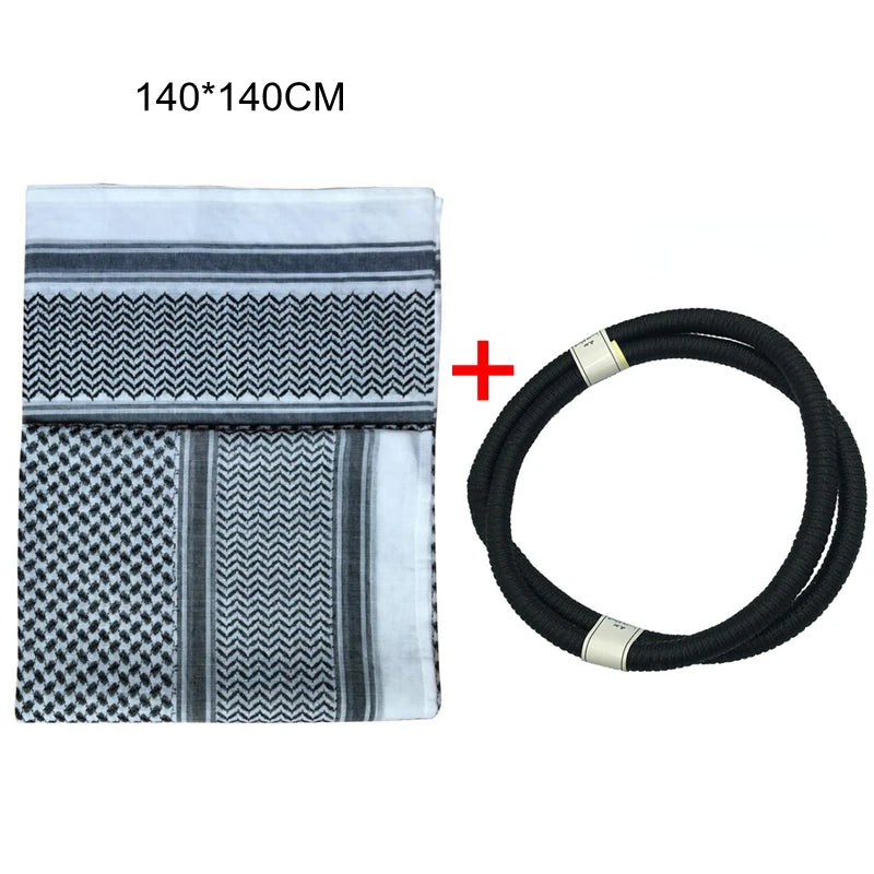 Keffiyeh with Aqel Rope Arab Men Headband Turban Man Head Wrap Middle Eastern Scarf 3 Colors