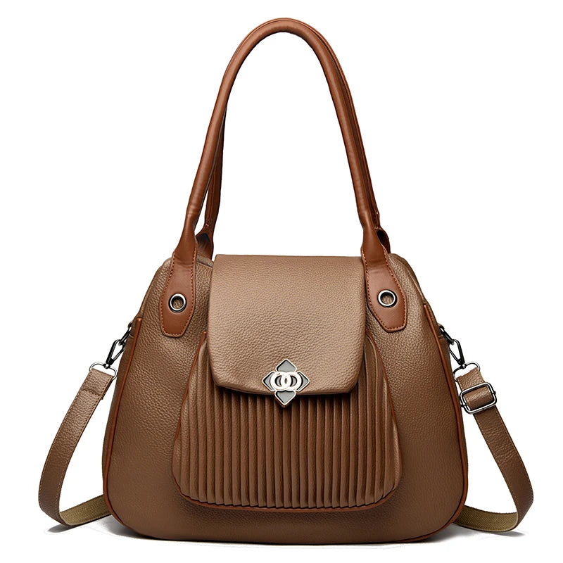 Genuine Brand Top Quality PU Leather Bags for Women Designer Top-Handle Bags Ladies Casual Tote Shoulder Crossbody Bag 2 Layers