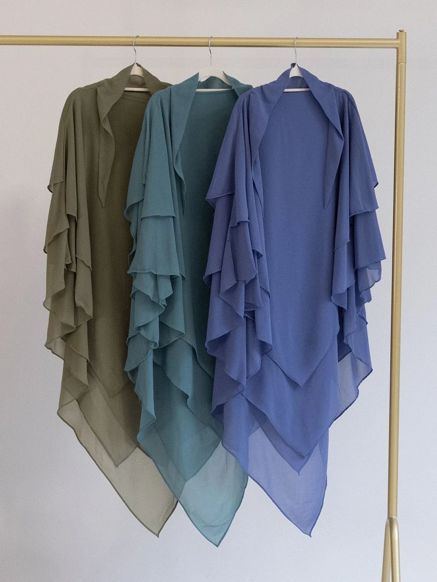 Long Khimar Women Muslim Hijab Prayer Eid 3 Layers Chiffon 2025 Hijabs Headscarf Shawl Veil Long Three-Layer Djellaba Niqab