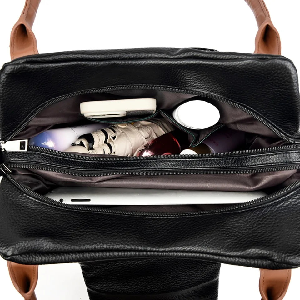 Genuine Brand Top Quality PU Leather Bags for Women Designer Top-Handle Bags Ladies Casual Tote Shoulder Crossbody Bag 2 Layers