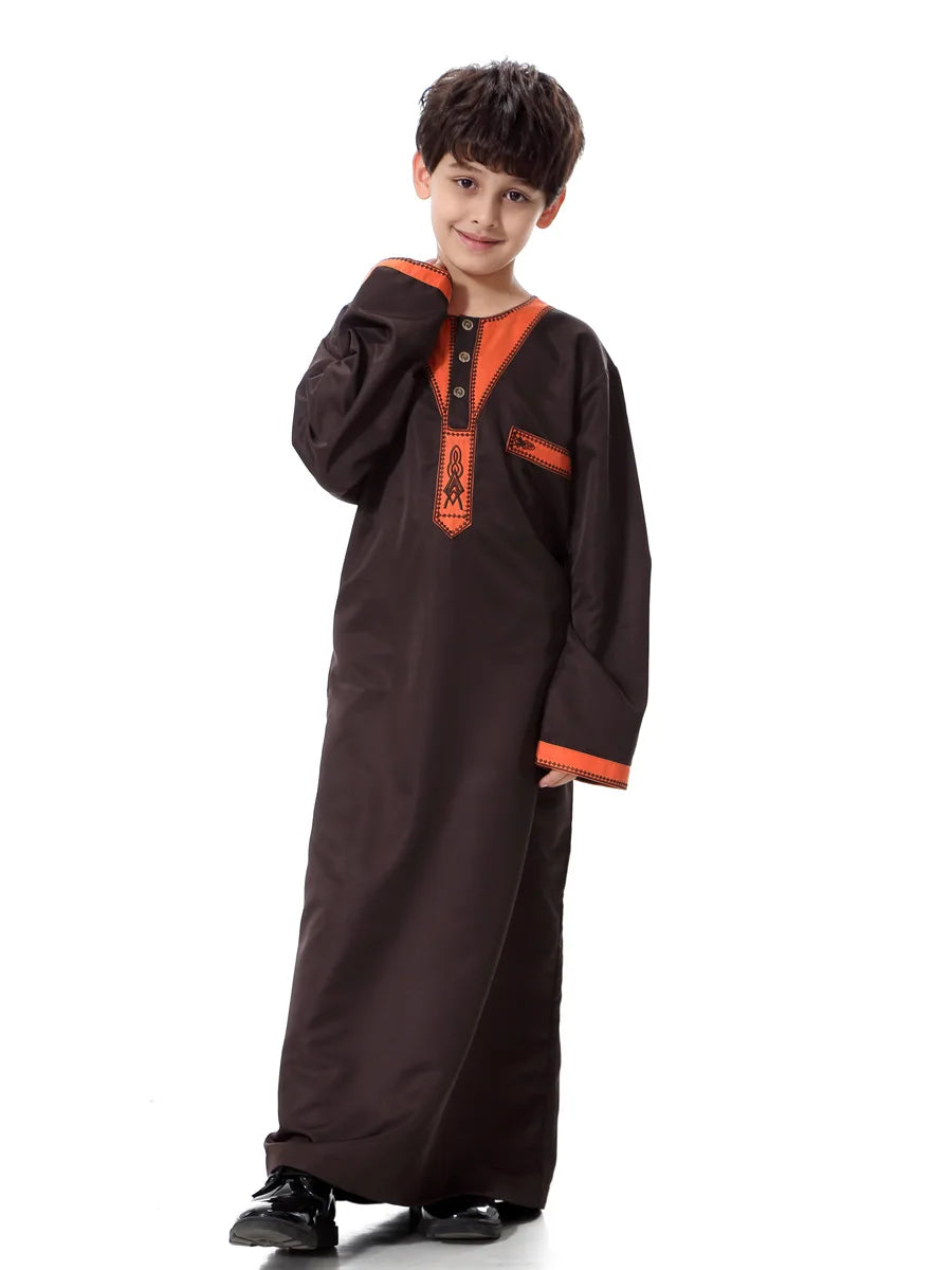 Eid Muslim Kids Abaya Jubba Thobe Dress Kimono Boy Thobe Thawb Caftan for Children Ramadan Long Robes Dress Dubai Arab 2026