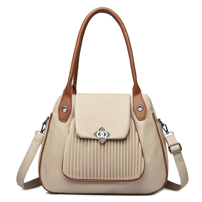 Genuine Brand Top Quality PU Leather Bags for Women Designer Top-Handle Bags Ladies Casual Tote Shoulder Crossbody Bag 2 Layers