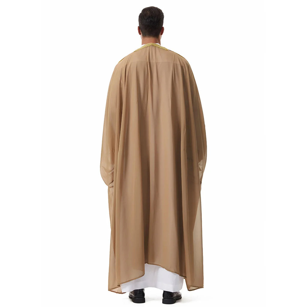 Muslim Robes for Men Long Sleeves Ethnic Black White Middle Eastern Africa Style Home Party Wear Cozy Thobe Male Clothing
