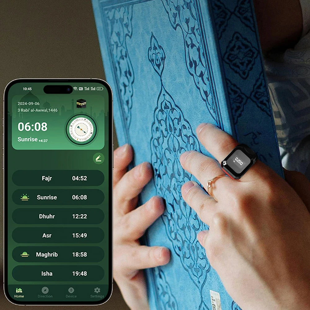 Smart Ring Counter Bluetooth APP Control OLED Display Silent Touch Type-C Rechargeable Muslims Zikr Ring Prayer Finger Counter