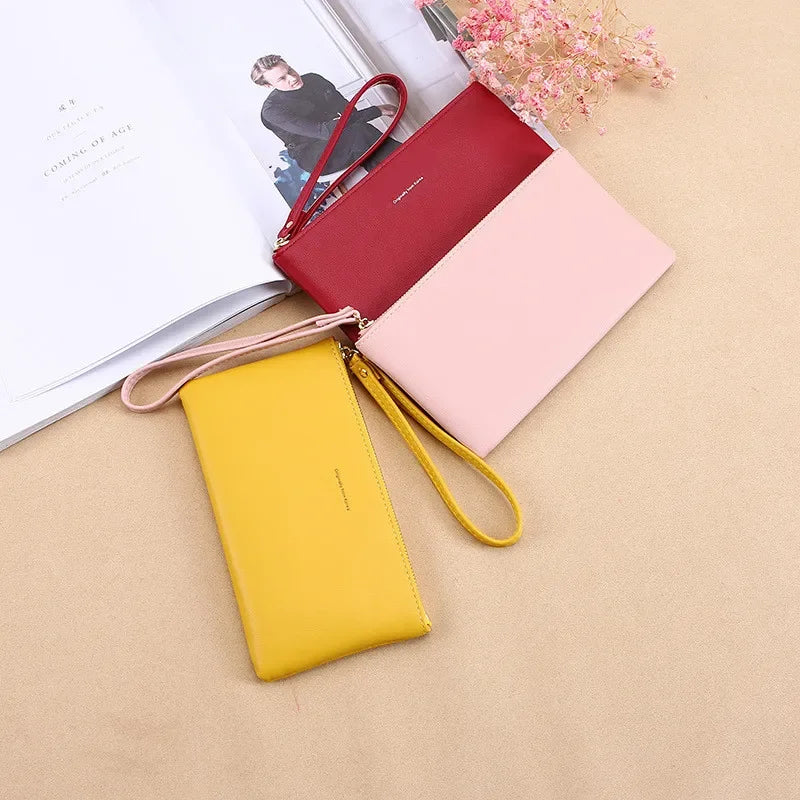 Women Wallet Female Purse Soft Leather Long Coin Purse Card Holder Money Clutch Large Capacity Vintage Zipper Slim Wallet