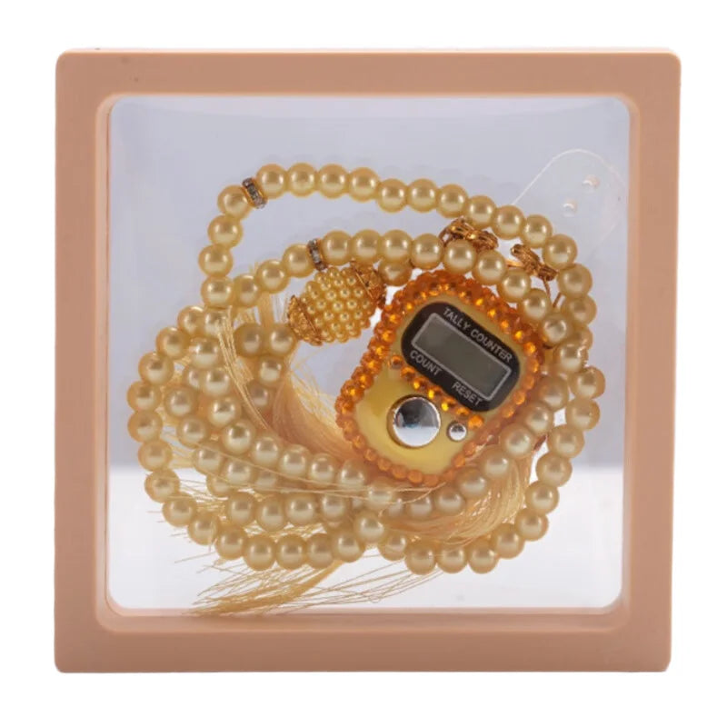 Muslim Prayer Set With Gift Box Pray For 99 Beaded Bracelets Resettable Finger Counter Ring Eid Al-Fitr Prayer Gifts