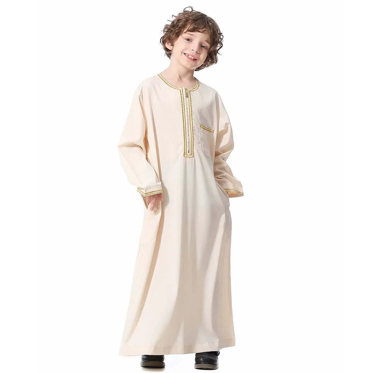 Muslim Saudi Arab Boys Robe Kids Abaya Kaftan Prayer Islam Ramadan Clothing Long Sleeve Thobe Middle East Teenage Dress Dubai