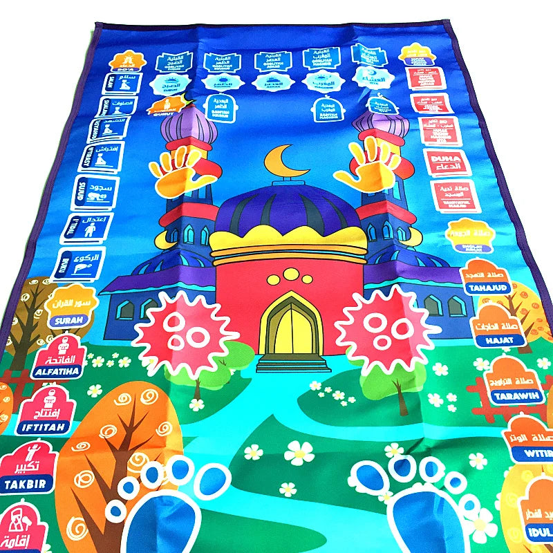 Talking Prayer Mat Educational Interactive Rug Salah Muslim Kids Gift Islam Electronic Worship Blanket Compass Islamic Carpet