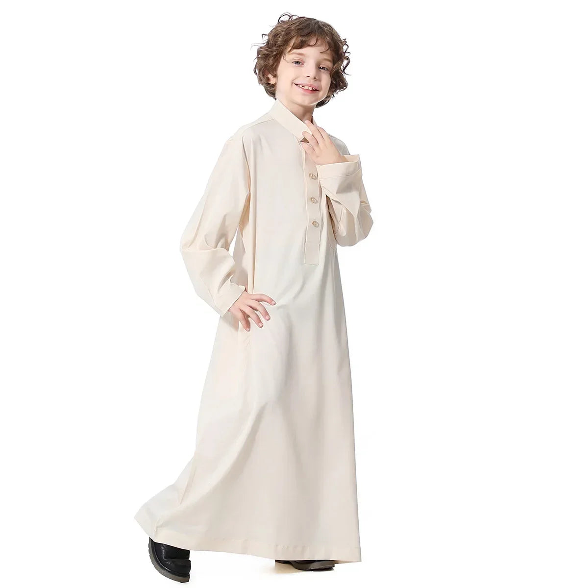 Muslim Saudi Arab Boys Robe Kids Abaya Kaftan Prayer Islam Ramadan Clothing Long Sleeve Thobe Middle East Teenage Dress Dubai
