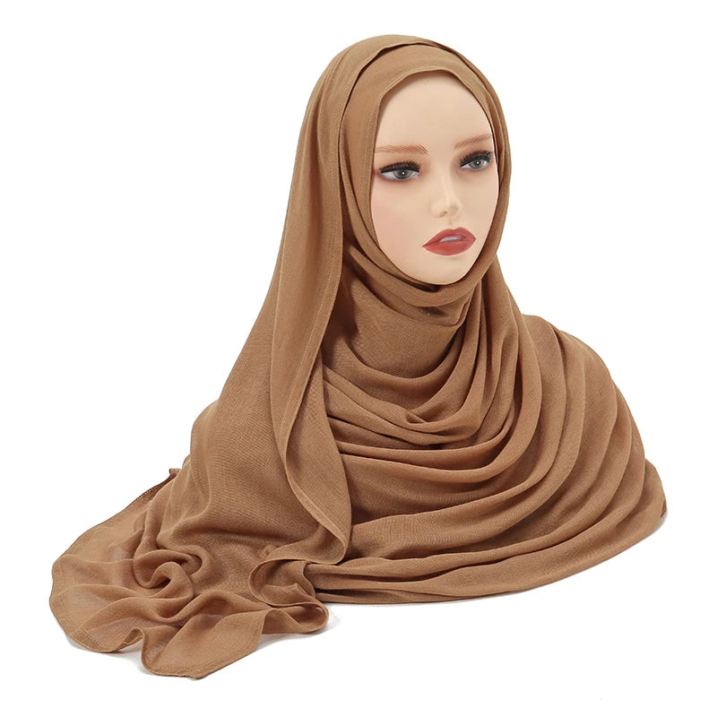 Rayon Viscose Muslim Woman Hijab Cotton Plain Musulman Scarves Solid Islamic Shawls and Wraps Soft Women's Turban Headband Veil