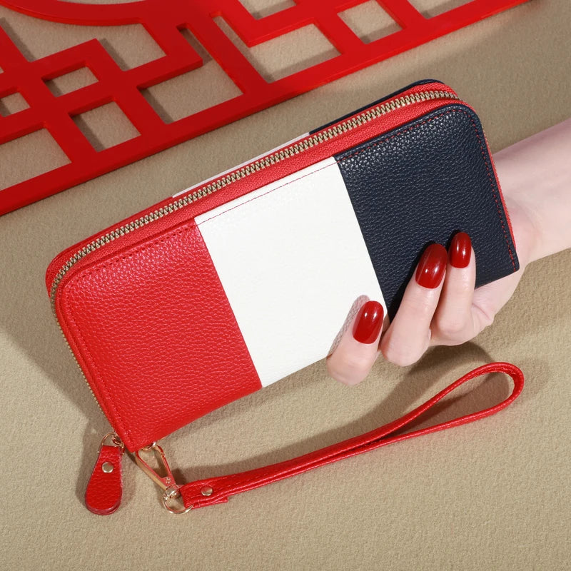 Women's Wallet RFID Blocking Multi Credit Card High Capacity Zipper Clutch Travel Bag Wrist Guard