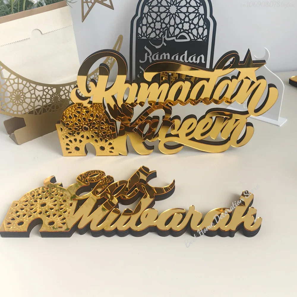Ramadan Bismillah Acrylic Wooden Ornament Eid Mubarak Home Decoration Islamic Muslim Party Supplies Alhamdulillah Mashallah 2025