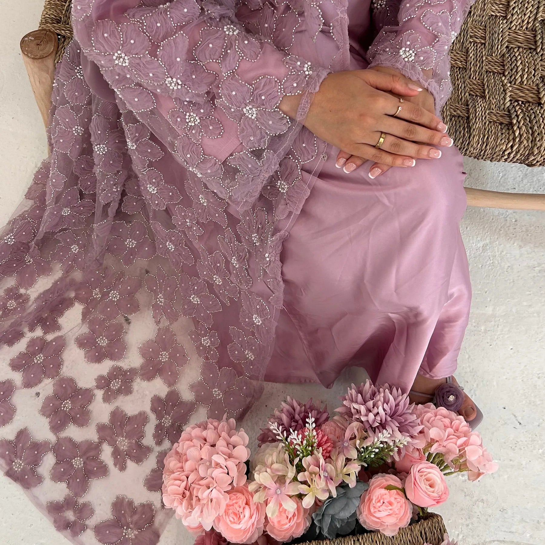 Eid Women Abaya Muslim Cardigan Dress Beading Flower Jalabiya Ramadan Vestidos Largos Islam Arab Long Robe Morocco Kaftan 2026