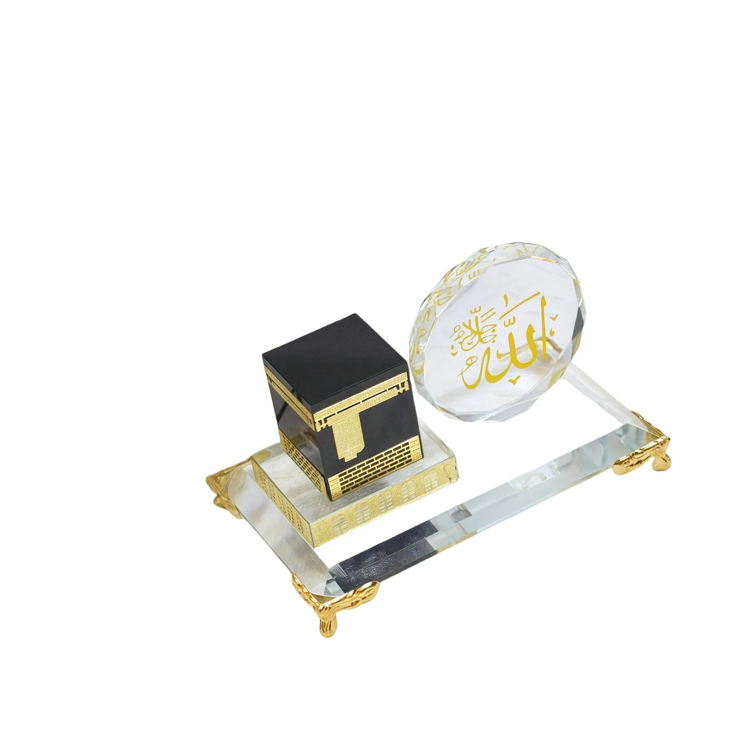 Muslim Crystal Gilded Kaaba Model Kits Muslim Showpiece Islamic Architecture Handicraft Home Vehicle Decor Islamic Building Gift
