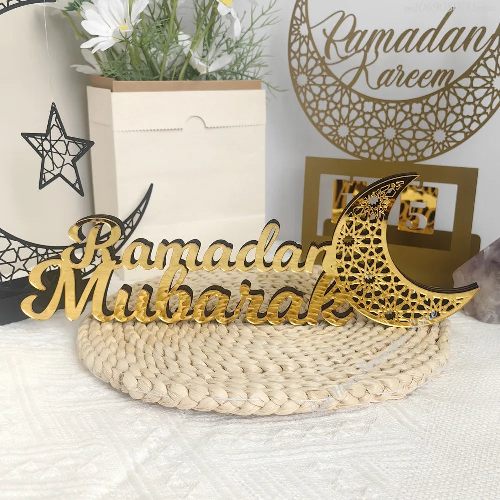 Ramadan Bismillah Acrylic Wooden Ornament Eid Mubarak Home Decoration Islamic Muslim Party Supplies Alhamdulillah Mashallah 2025