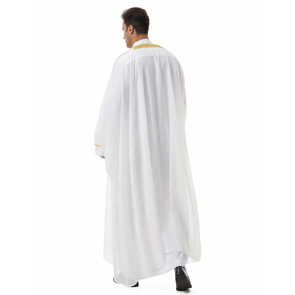 Muslim Robes for Men Long Sleeves Ethnic Black White Middle Eastern Africa Style Home Party Wear Cozy Thobe Male Clothing