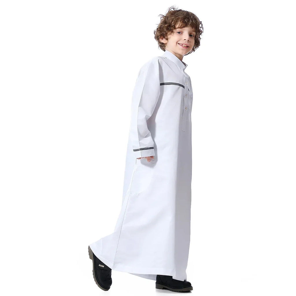 Muslim Saudi Arab Boys Robe Kids Abaya Kaftan Prayer Islam Ramadan Clothing Long Sleeve Thobe Middle East Teenage Dress Dubai
