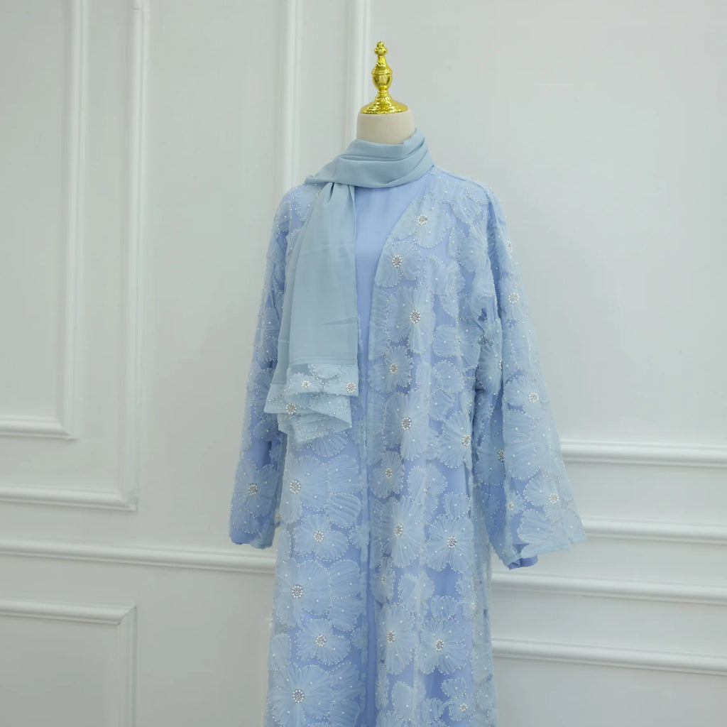 Eid Women Abaya Muslim Cardigan Dress Beading Flower Jalabiya Ramadan Vestidos Largos Islam Arab Long Robe Morocco Kaftan 2026