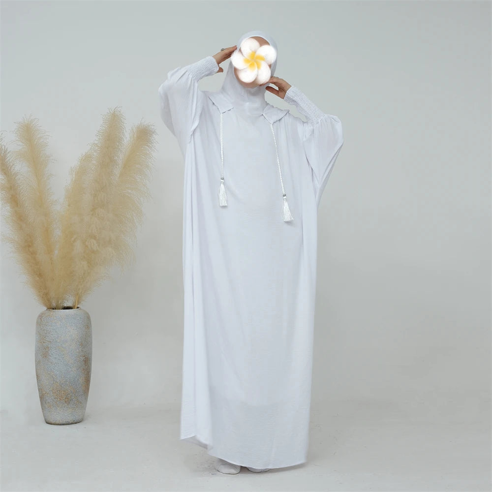 Ramadan Eid Dubai Linen Khimar Abaya Damen Muslim Modal Hijab Dress Kaftan Abayas For Women Kebaya Robe Femme Musulmane