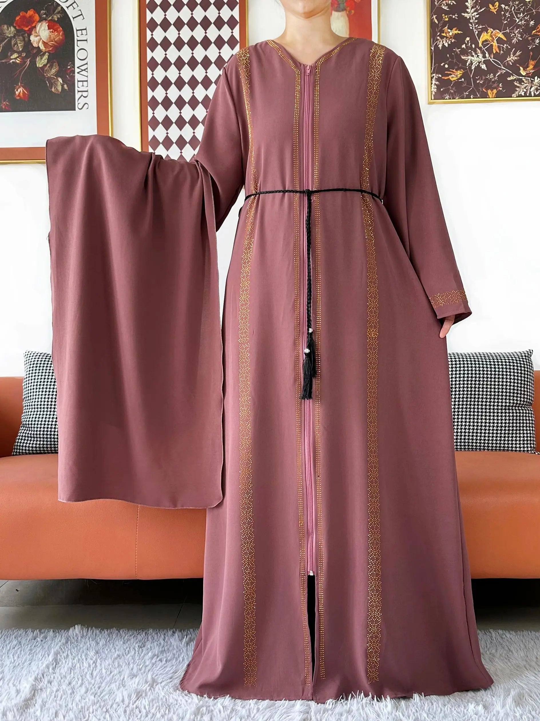 New Elegant Women Abaya Long Sleeve Chiffon Loose Open Abaya Muslim Islamic Clothing Cardigan Style Muslim Fashion Dresses
