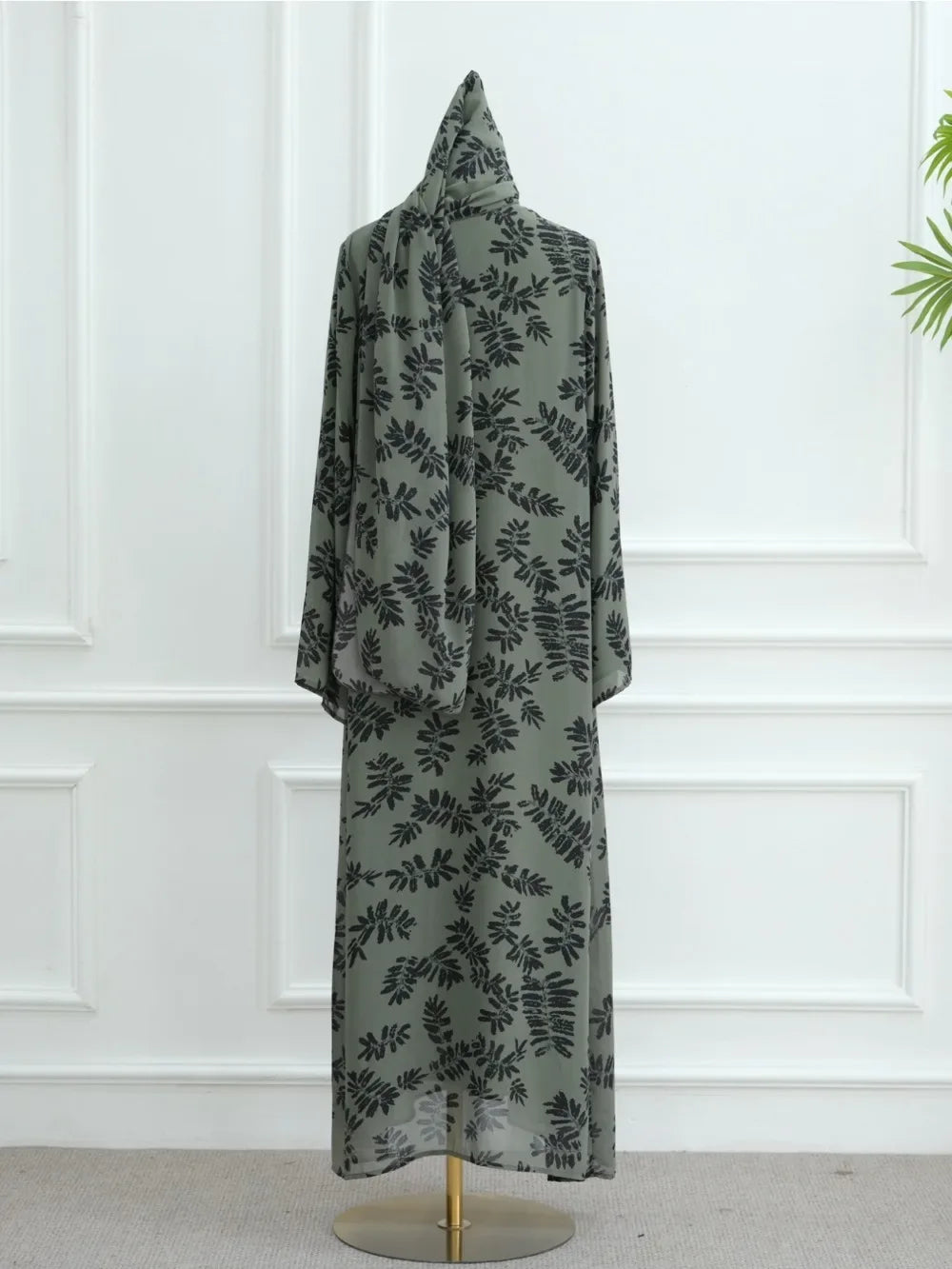 Eid Women Abaya Scarf 2 Piece Set Muslim Cardigan Ramadan Jalabiya Print Caftan Long Robe Morocco Kaftan Vestidos Largos 2026