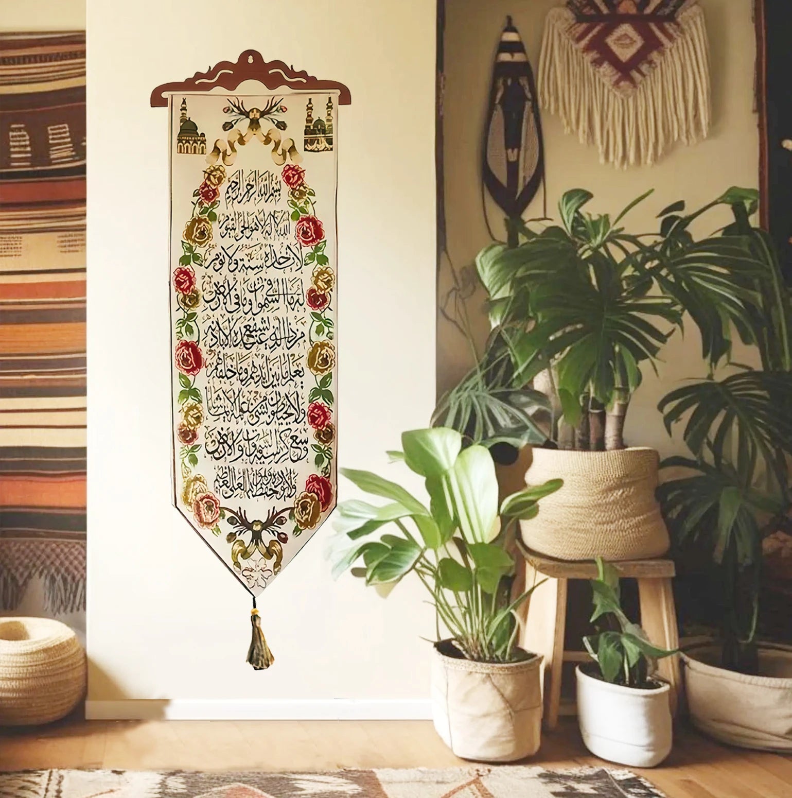 2PCS Arabic Calligraphy Ayat Kursi & 99 Names Of Allah Wall Sticker for Living Room Dining Room Vinyl Wallpaper Decal Home Decor