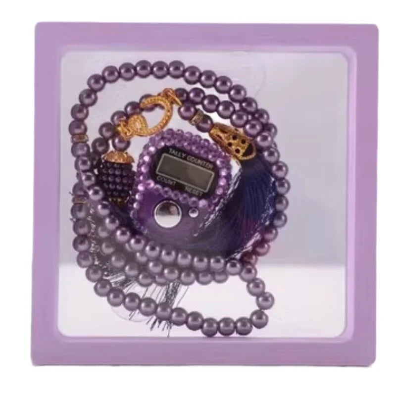 Muslim Prayer Set With Gift Box Pray For 99 Beaded Bracelets Resettable Finger Counter Ring Eid Al-Fitr Prayer Gifts
