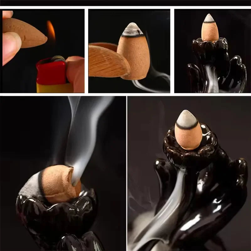 Mixed Waterfall Smoke Backflow Natural Incense Cone Incense Cone Lavender Multi-scented Suitable for Places Tea Room Yoga Room