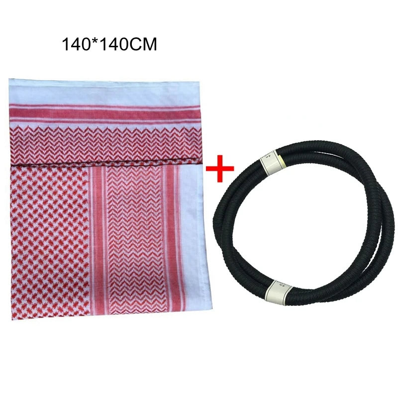Keffiyeh with Aqel Rope Arab Men Headband Turban Man Head Wrap Middle Eastern Scarf 3 Colors