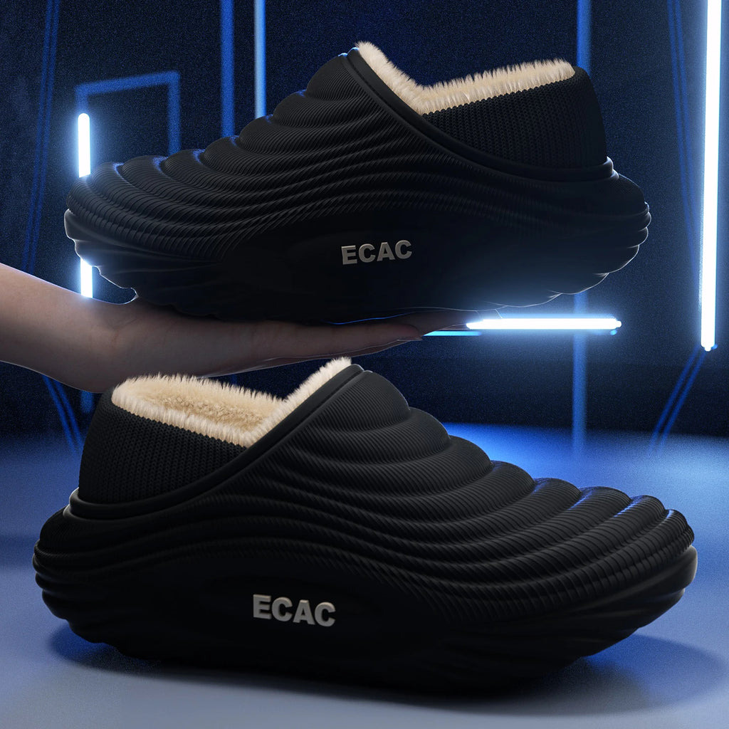 EVA Winter Slippers For Men Women Warm Fur Lined Waterproof Anti Slip Comfortable Indoor Outdoor Home Cotton Clogs Lightweight