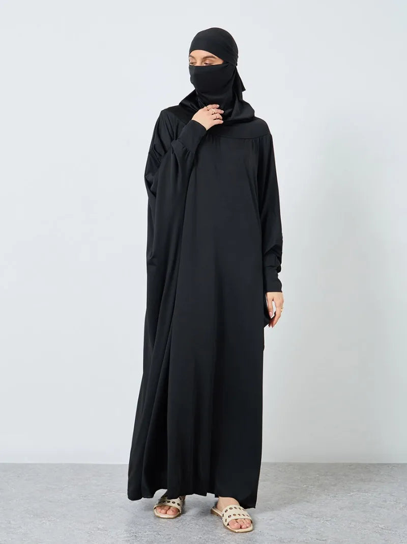 Islamic Prayer Abaya Muslim Women Abayas Long Sleeve Hooded Modesty Ramadan Dresses With Hijab Jilbabs Middle Eastern Kaftans