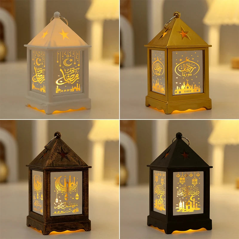 Creative Eid Mubarak Candle Lamp Ramadan Crescent Moon and Star Night Light Islamic Muslim Party Decor Eid Party Supplies