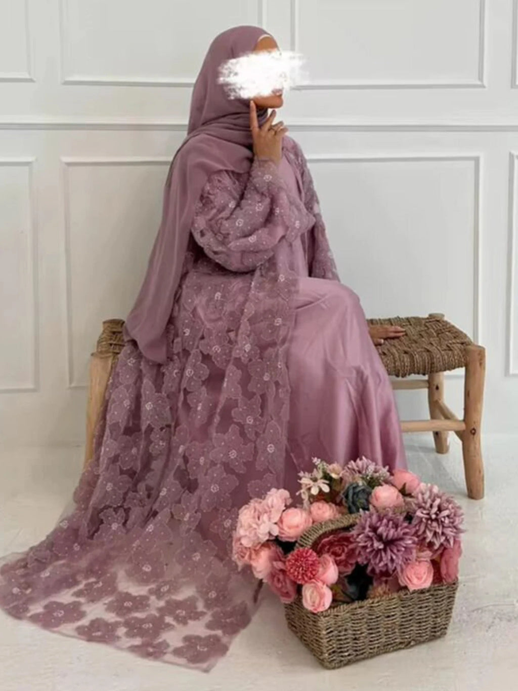 Eid Women Abaya Muslim Cardigan Dress Beading Flower Jalabiya Ramadan Vestidos Largos Islam Arab Long Robe Morocco Kaftan 2026