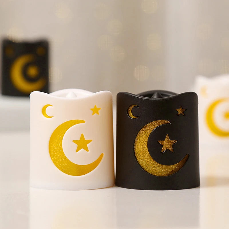 Creative Eid Mubarak Candle Lamp Ramadan Crescent Moon and Star Night Light Islamic Muslim Party Decor Eid Party Supplies