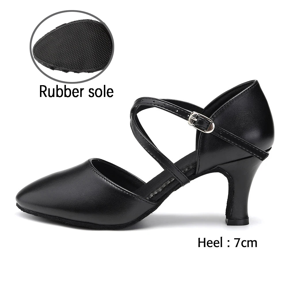 Women Dance Shoes Latin Party Tango Jazz Elegant Dancing Shoes Lace-up Suede Sole Closed Toe Microfiber Leather 7 Colors